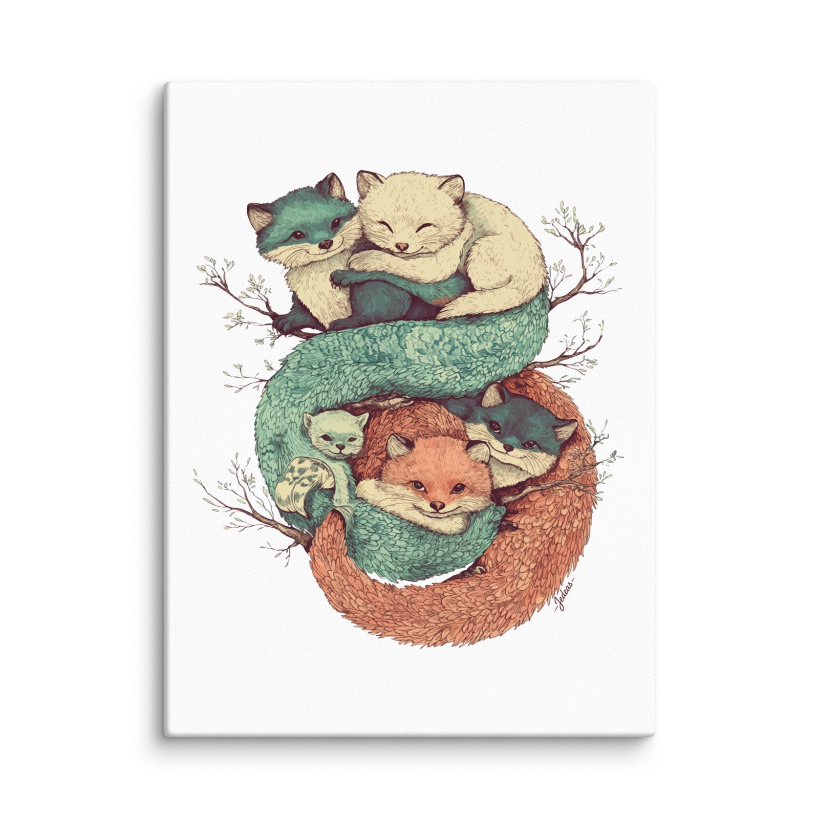 Toile - Cuddling fox – Image 1