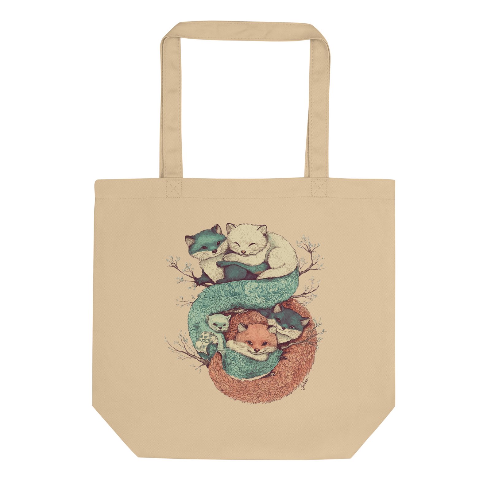 Tote Bag coton bio - Cuddling fox – Image 1