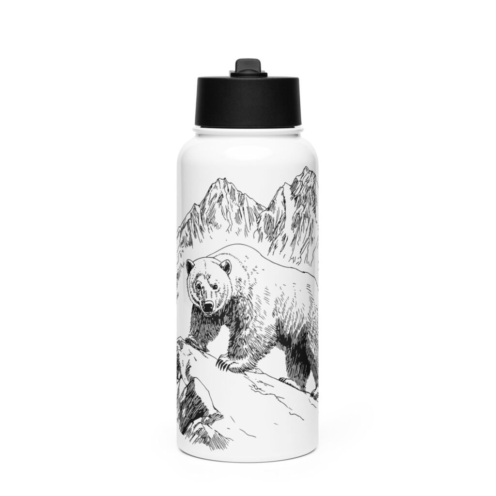 Gourde avec paille - black bear
