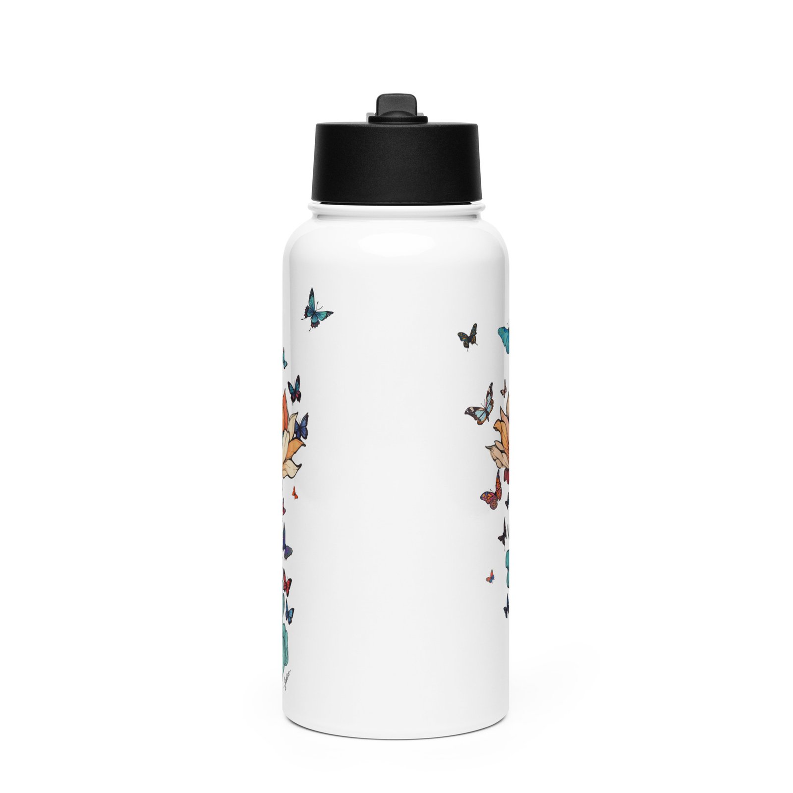 Gourde avec paille - papillon – Image 1