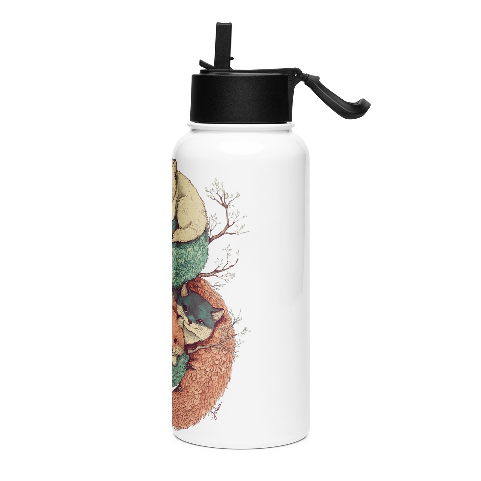 Gourde avec paille - Cuddling fox – Image 3