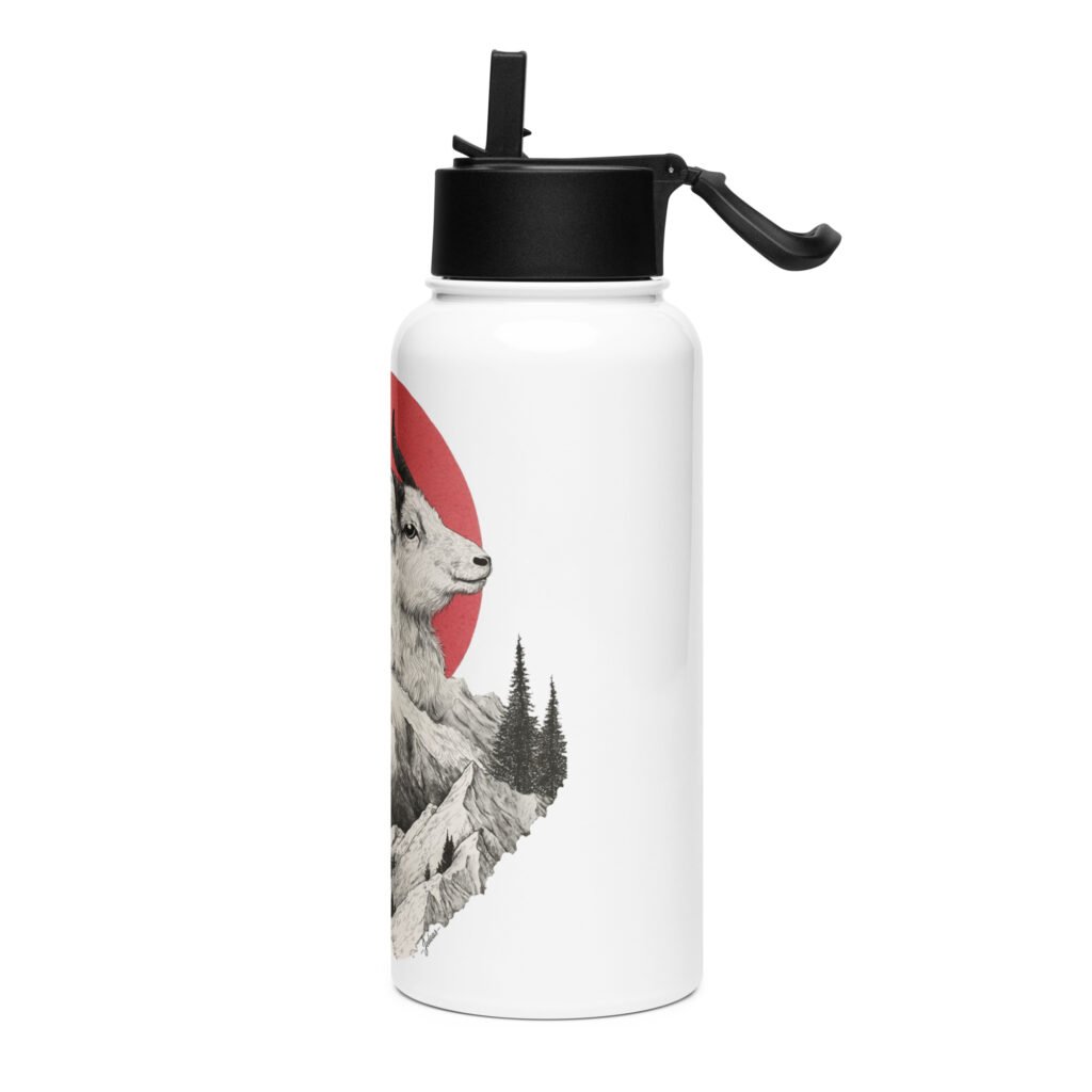 Gourde avec paille - mountain goat