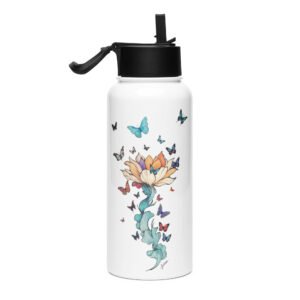 Gourde avec paille - papillon – Image 4