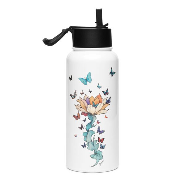 Gourde avec paille - papillon