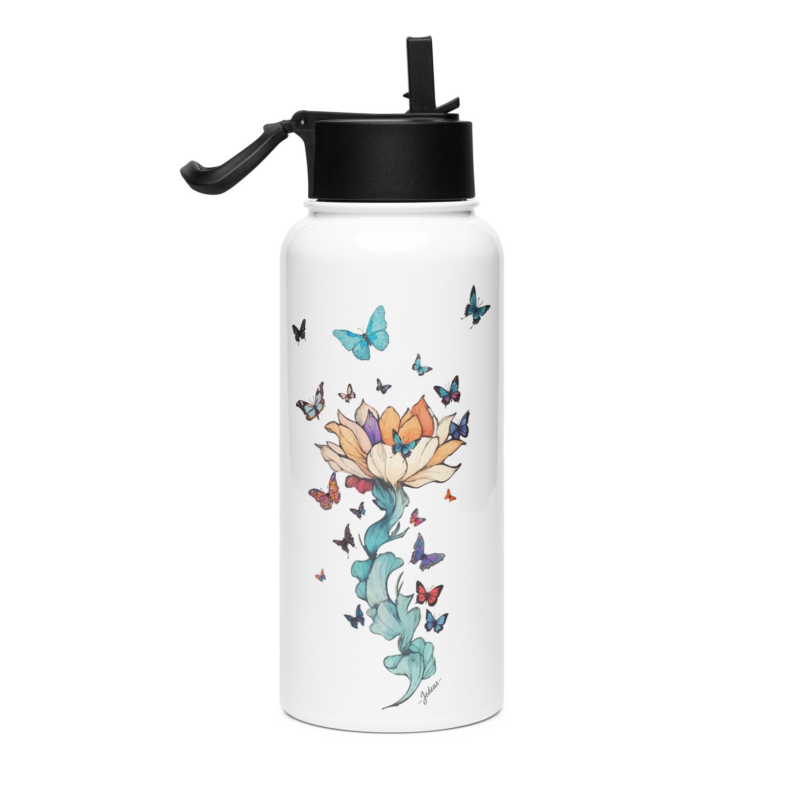 Gourde avec paille - papillon – Image 4