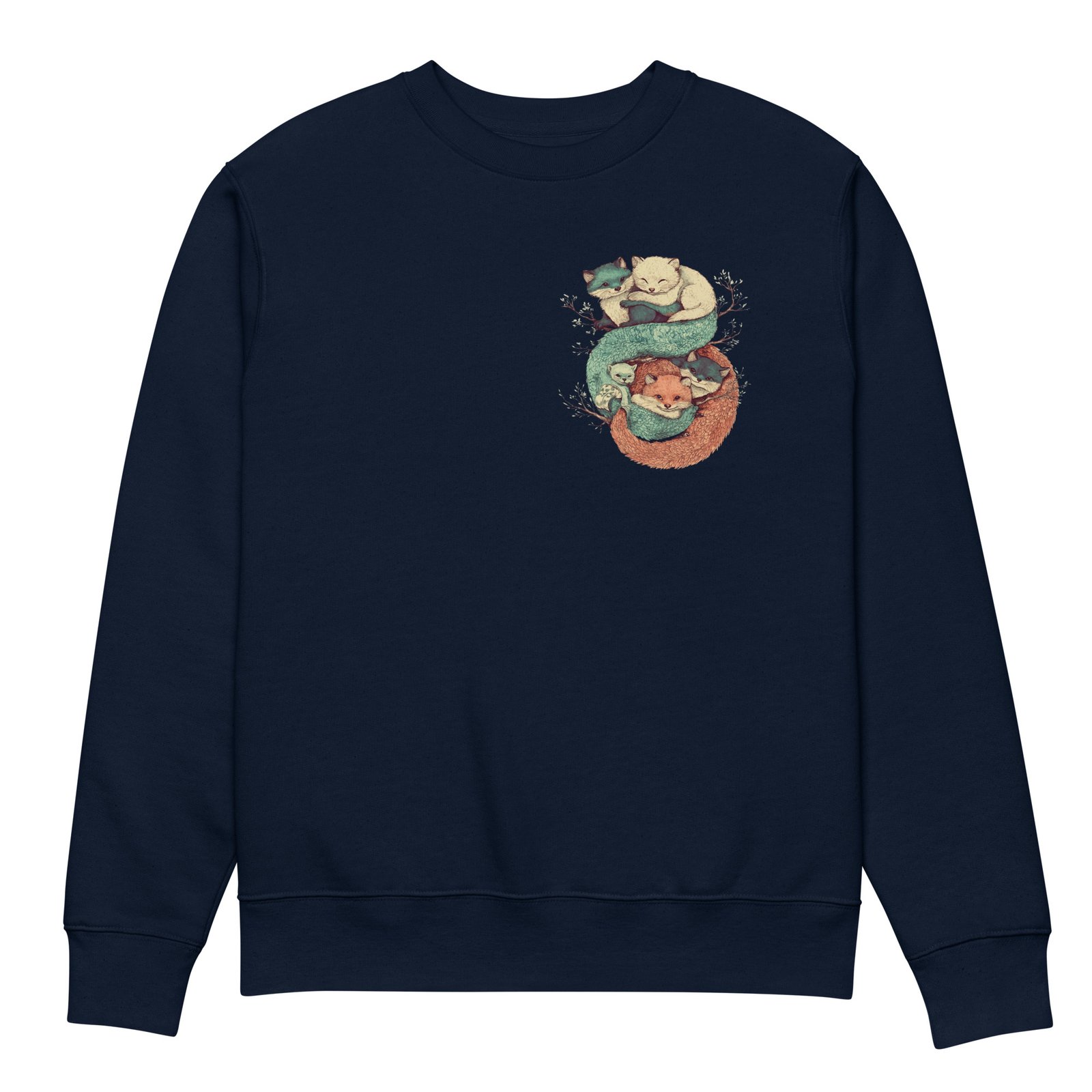 sweatshirt unisex coton bio - Cuddling fox – Image 4