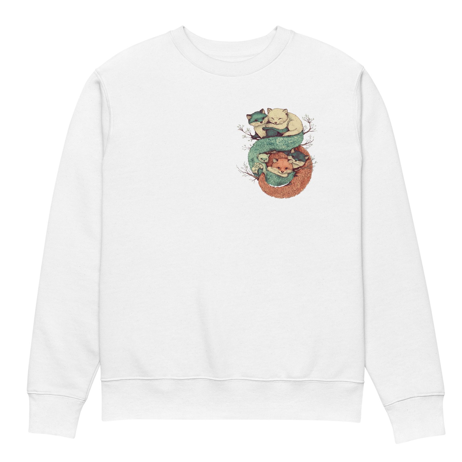 sweatshirt unisex coton bio - Cuddling fox – Image 1