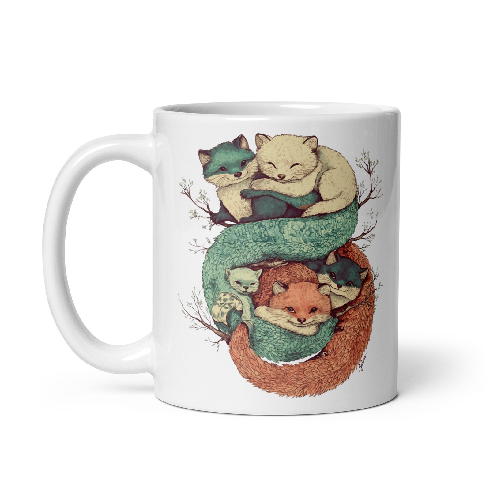 Mug blanc - Cuddling fox – Image 2
