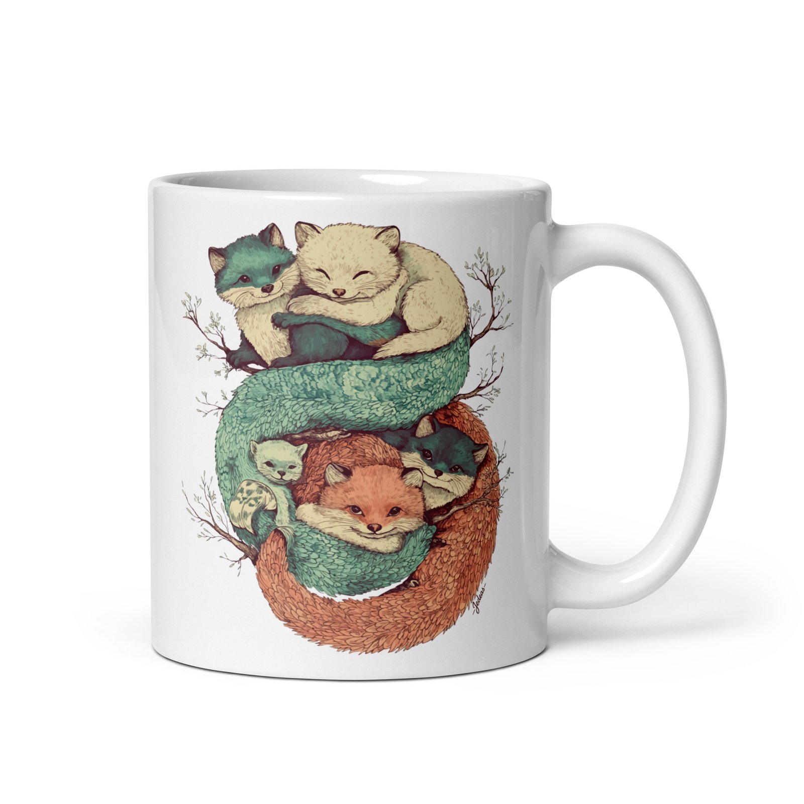 Mug blanc - Cuddling fox – Image 1